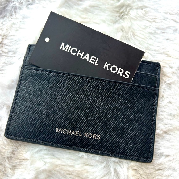 NWT MK unisex leather card wallet black - Picture 1 of 4